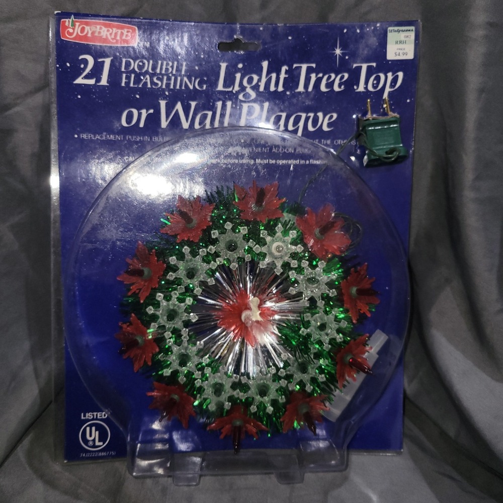 Vintage Joybrite Christmas Tree Topper Wall Plaque Silver 21 Light Star Flashing